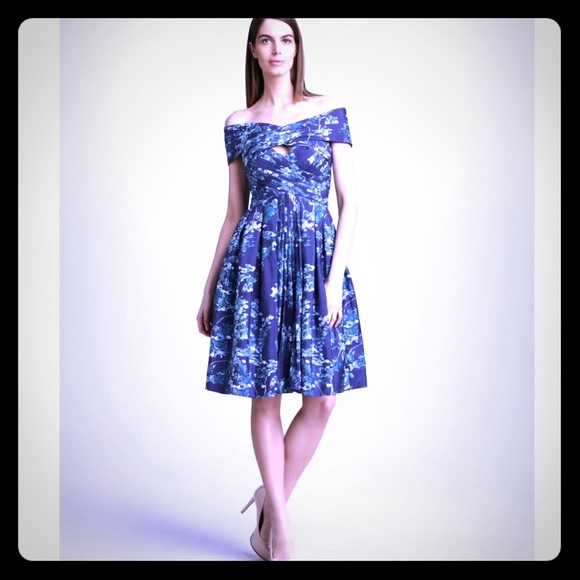 PAMELLA ROLAND Silk Floral Print Cocktail Dress - Picture 1 of 4